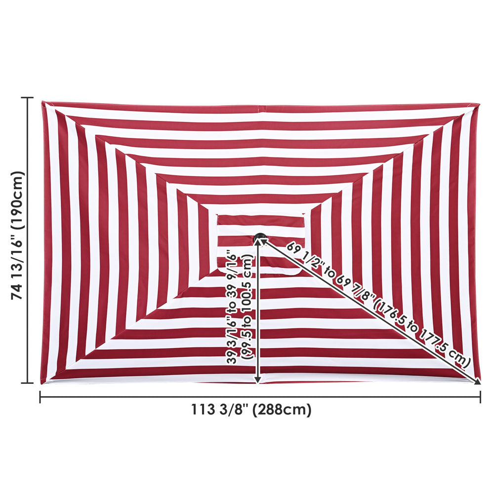 Yescom Umbrella Replacement Canopy 10x6.5ft 6-Rib Rectangle, Red White Image