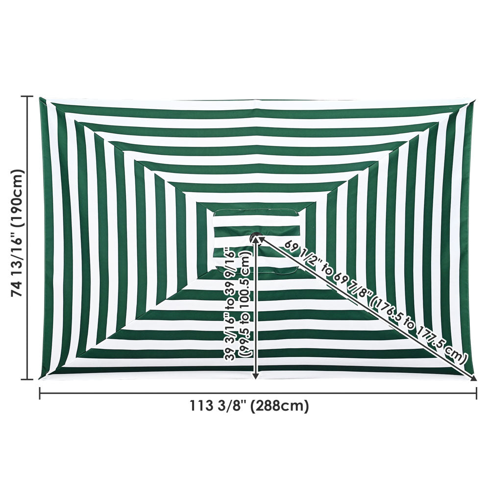Yescom Umbrella Replacement Canopy 10x6.5ft 6-Rib Rectangle, Green White Image
