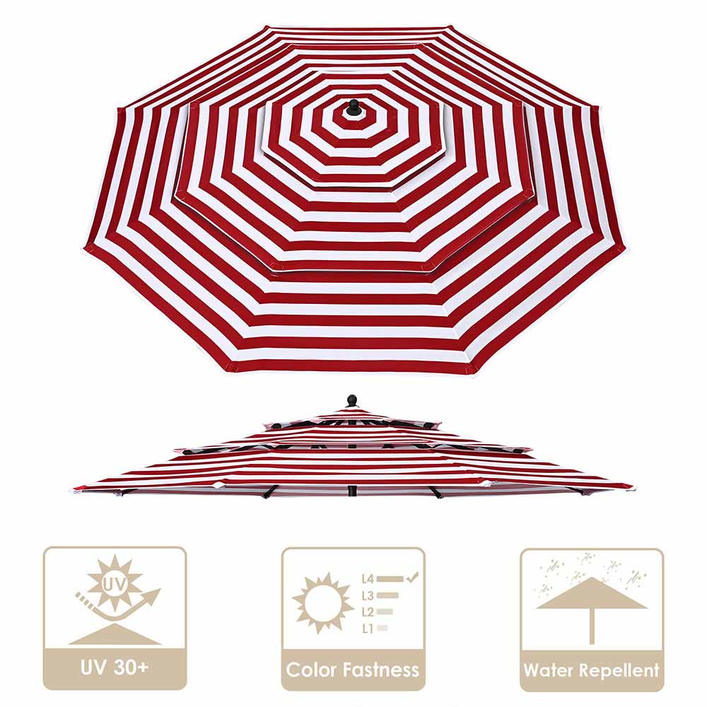 Yescom 9' Outdoor Patio Umbrella Replacement Canopy 3-Tiered 8-Rib