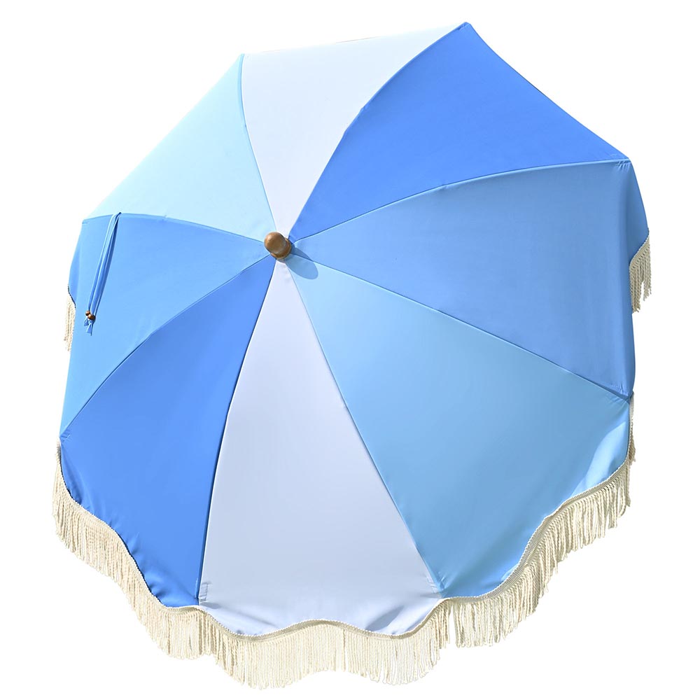 Yescom Palm Springs Fringe Umbrella Replacement Canopy 6ft 8-Rib, Blue Lagoon Image