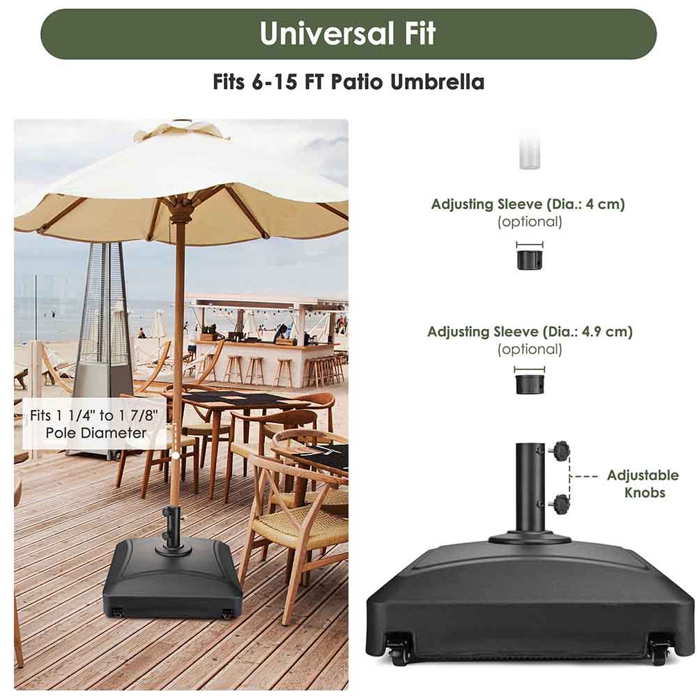 Yescom 9ft Wood Patio Umbrella with Base & Wheels Image