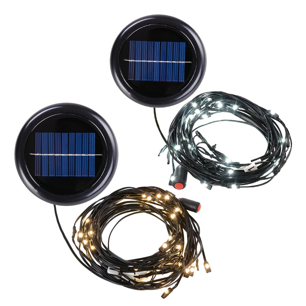 40 LED Warm White Solar Light Fit 8-Rib 8ft 9ft Wooden Outdoor Patio Umbrella