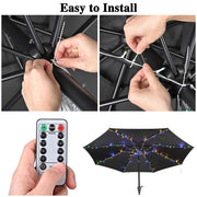 battery operated patio umbrella lights Yescom Solar String Light Fit 6-Rib 7/8/9 ft Outdoor Patio Umbrella 96 LED Warm White