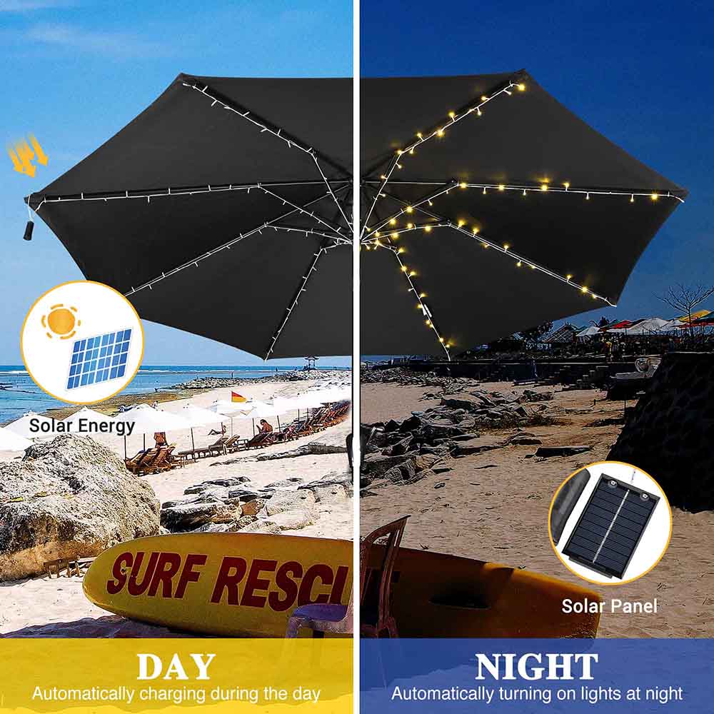 Yescom Solar Umbrella Lights with Remote for 9-10ft 8-Rib (4.75ft) Image