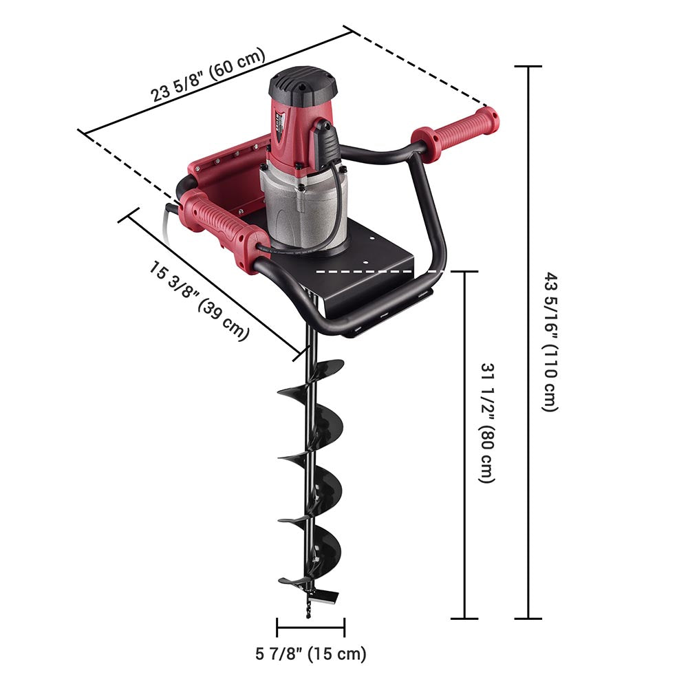 Yescom Electric Post Hole Digger with 6" Earth Auger Bit Set 1500W 2HP Image