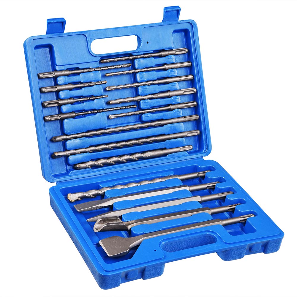 Yescom Rotary Hammer SDS Plus Drill Bit Chisel Set 17 Pieces w/ Case Image