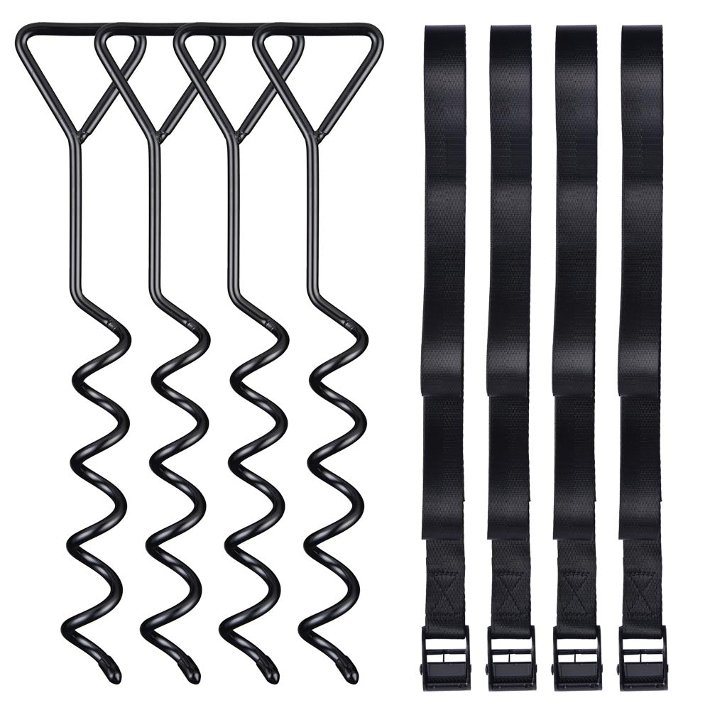 Yescom Heavy Duty Ground Anchor with Tie Downs Wind Stakes, Black Image