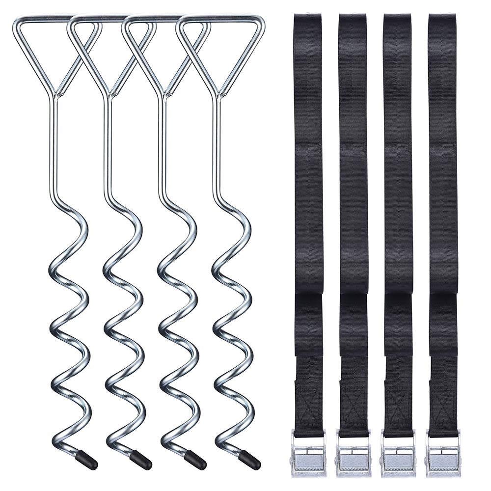 Yescom Heavy Duty Ground Anchor with Tie Downs Wind Stakes, Silver Image