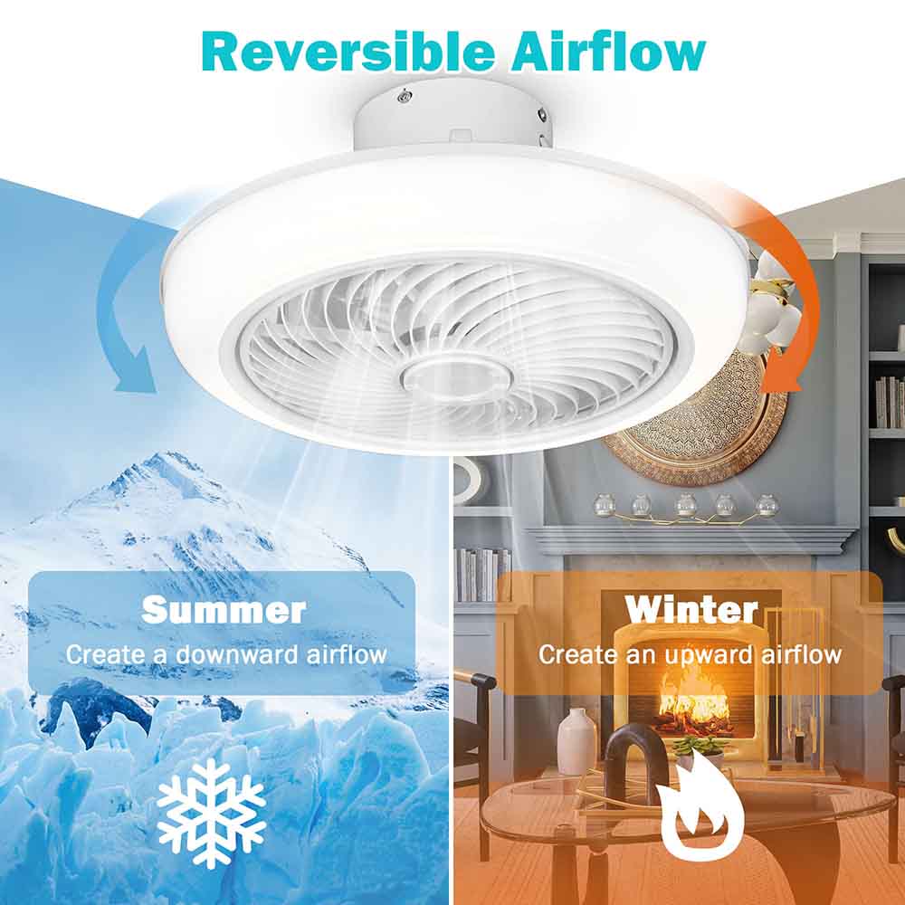 Yescom 18" Enclosed Ceiling Fan with Light Remote APP Control Image
