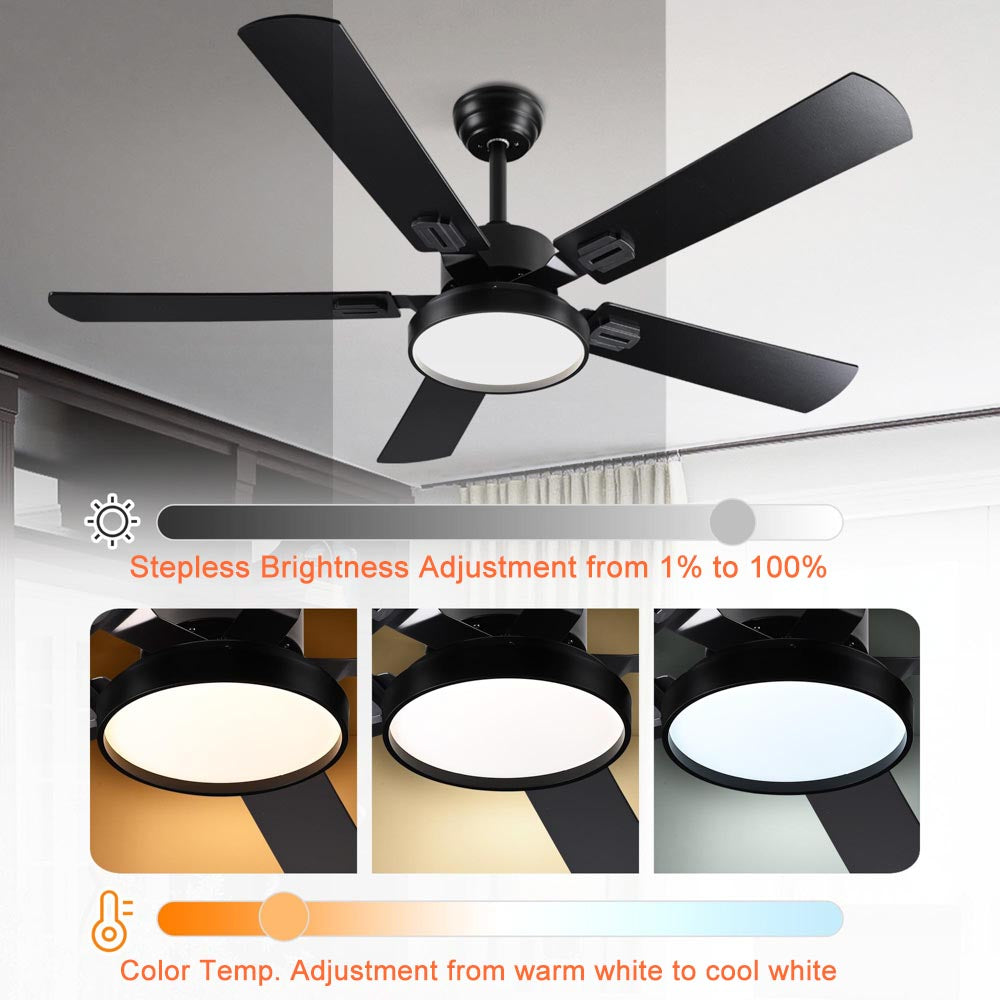 Yescom 52" Ceiling Fan with 3 Lights Remote 5-Blade Image