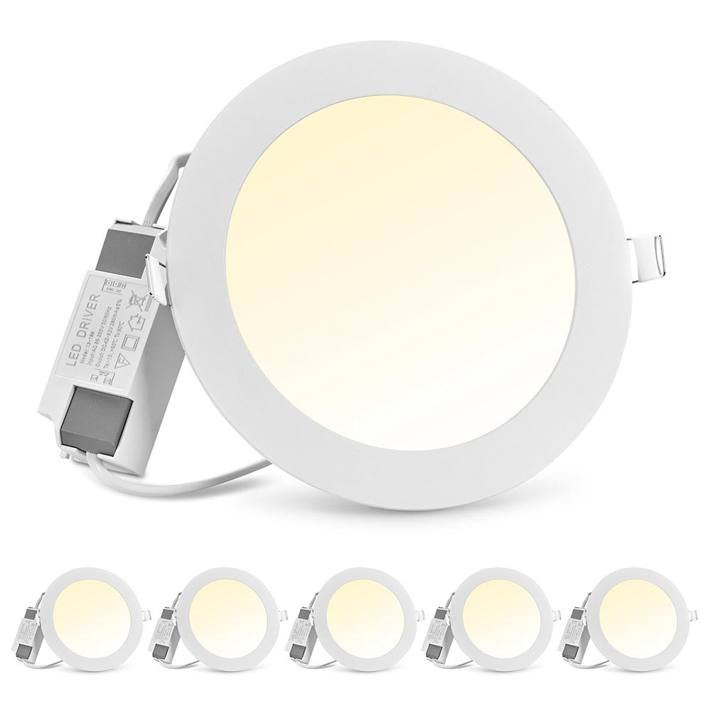 DELight SMD LED Recessed Ceiling Light with Driver, 6-Pack 12W