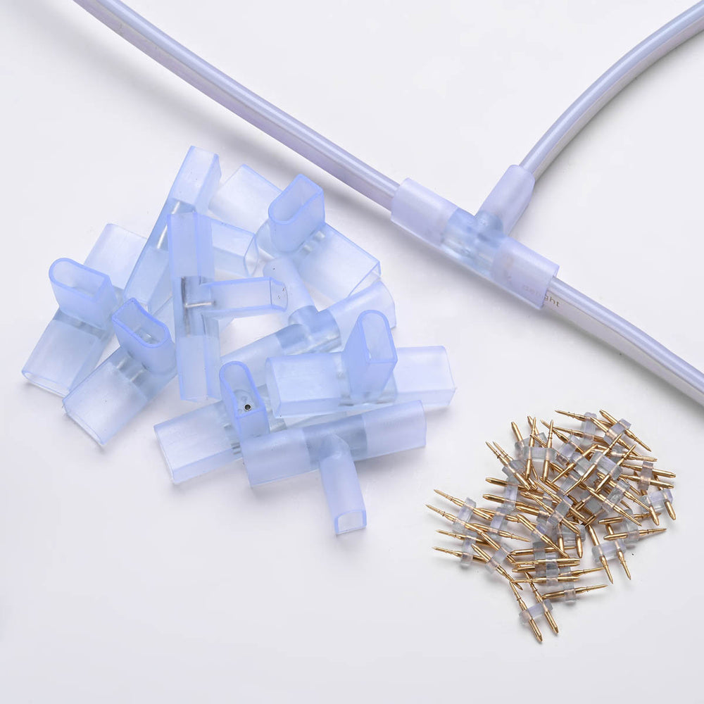 Yescom LED Neon Splice Kit 2-Wire Connectors & Pins 10-Set 14x7mm, T-shape Image
