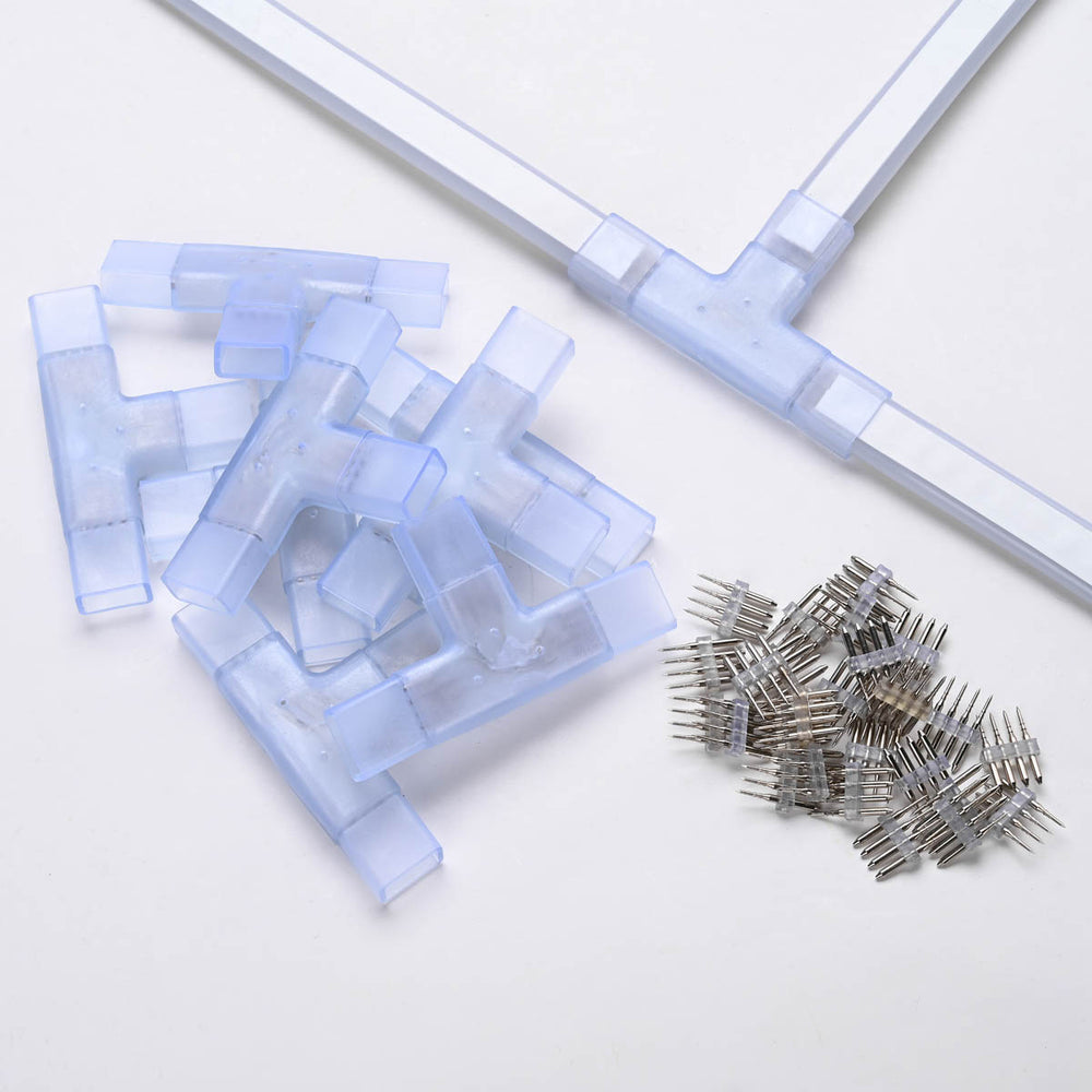 Yescom LED Neon Splice Kit 4-Wire Connectors & Pins 10-Set 18x8mm, T-shape Image