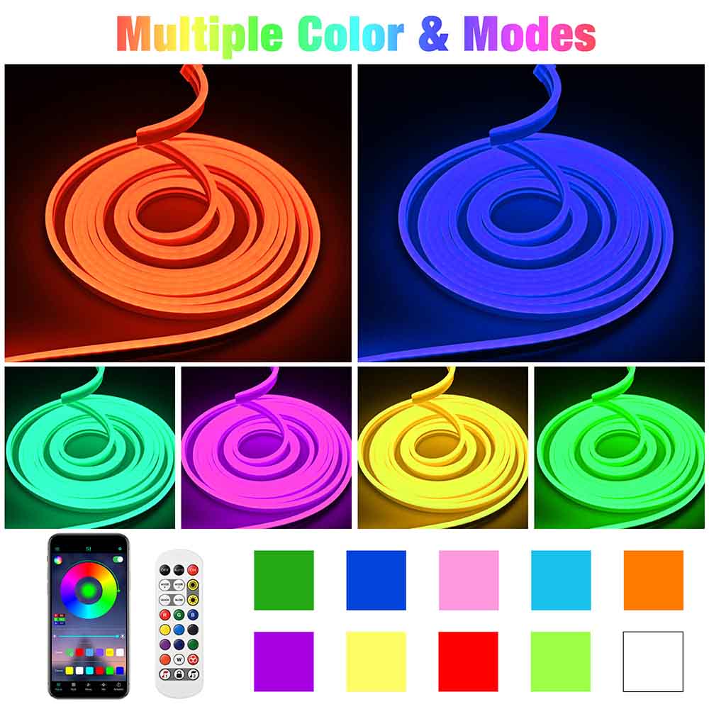 DELight Neon Rope Light Flexible 16.4ft 16 Million Colors 2-Pack