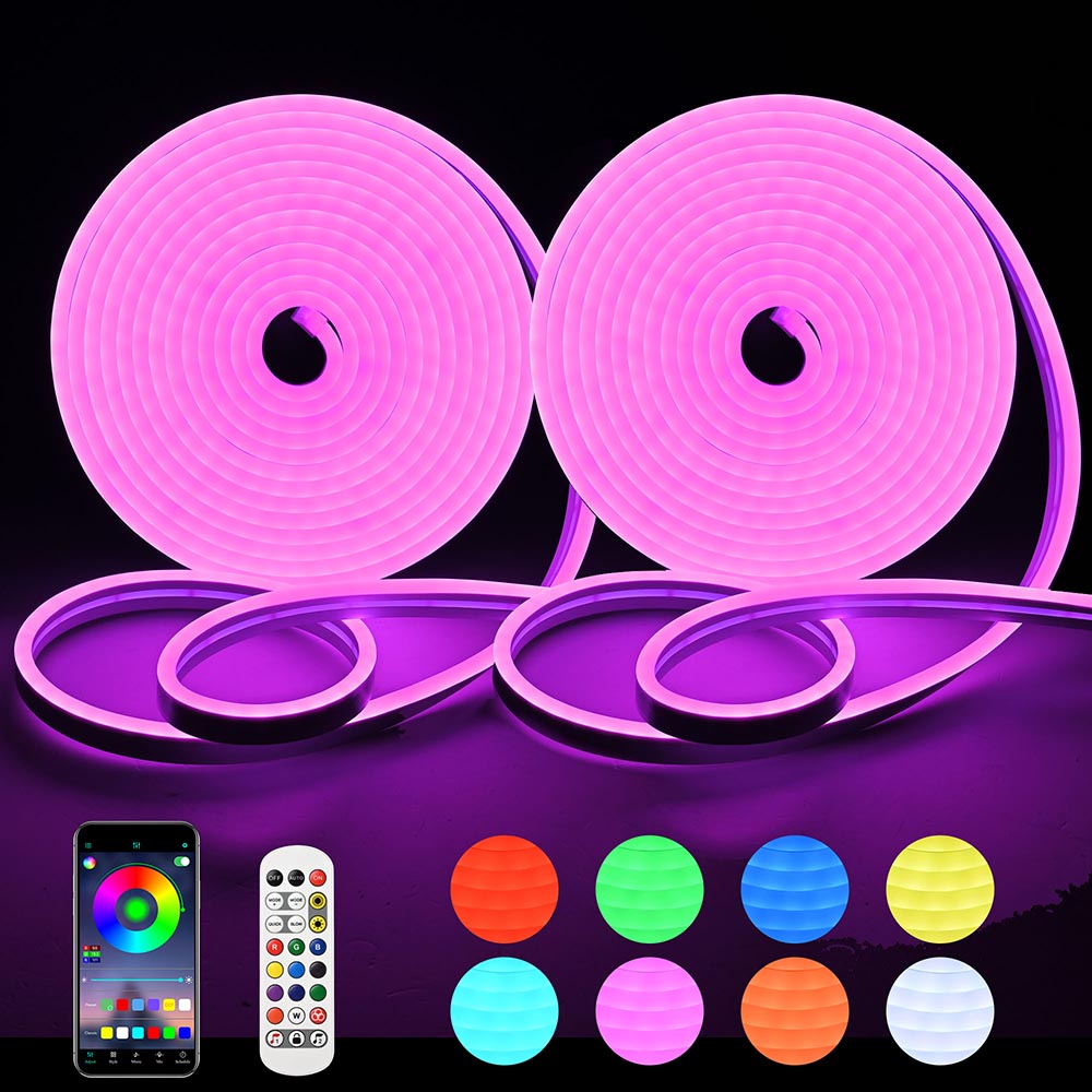 Yescom Neon Rope Light Flexible 16.4ft 16 Million Colors 2-Pack Image