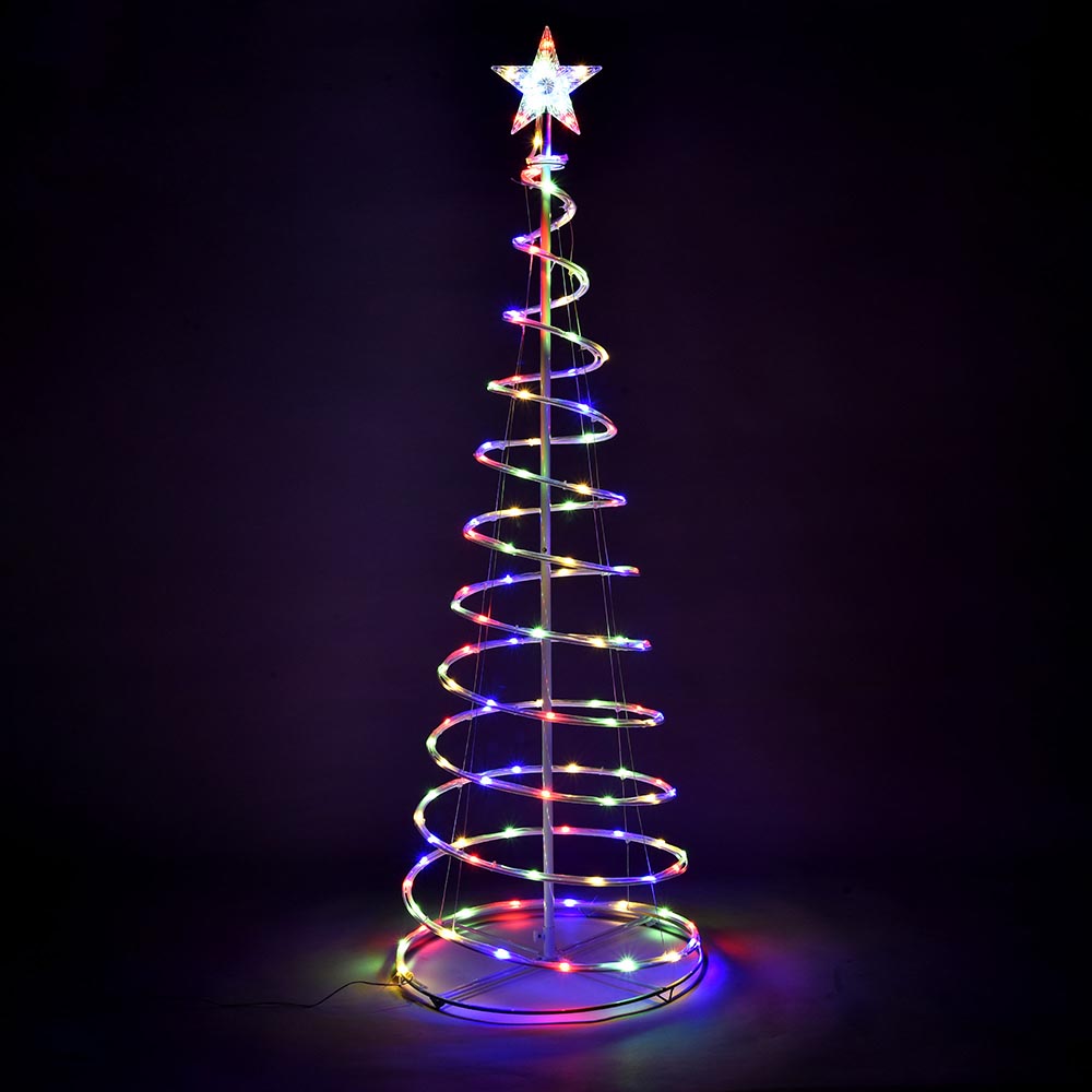 Yescom 5' Lighted Spiral Christmas Tree LED Decor Battery Powered, RGBY, 1ct/pk Image