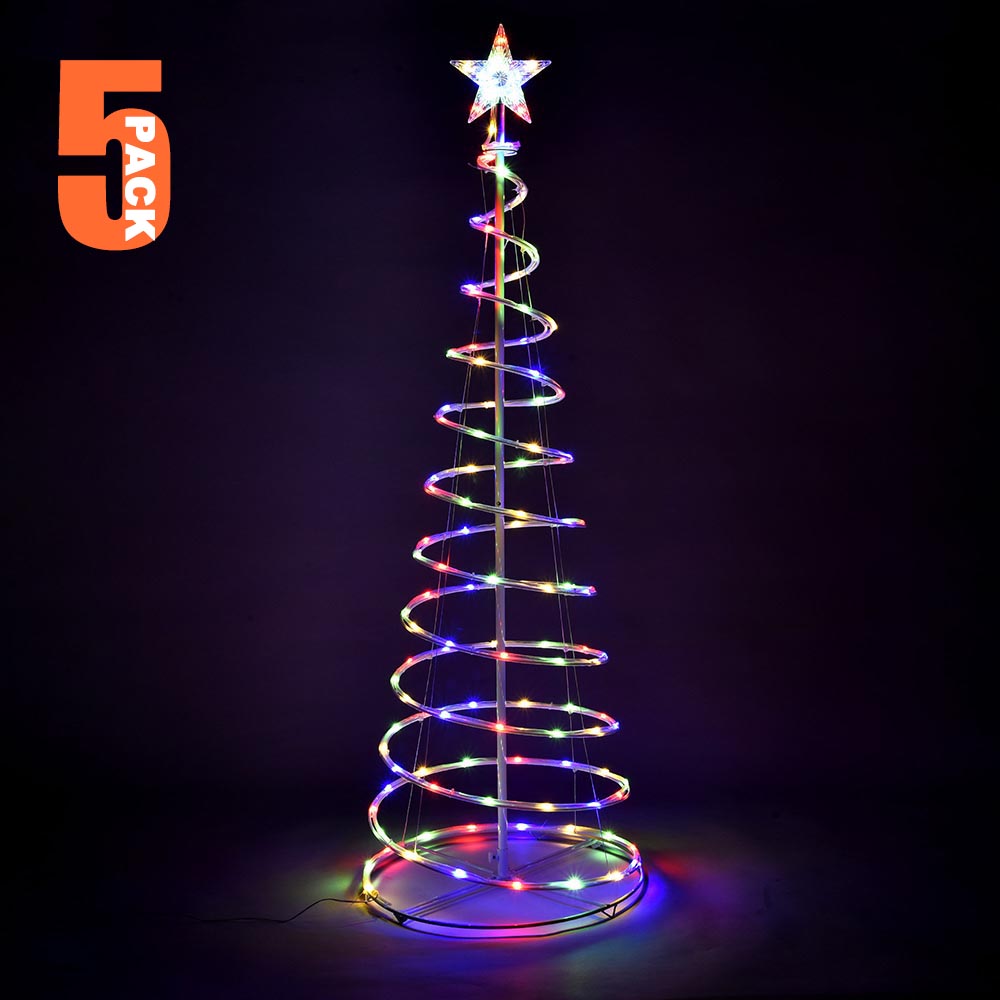Yescom 5' Lighted Spiral Christmas Tree LED Decor Battery Powered, RGBY, 5ct/pk Image