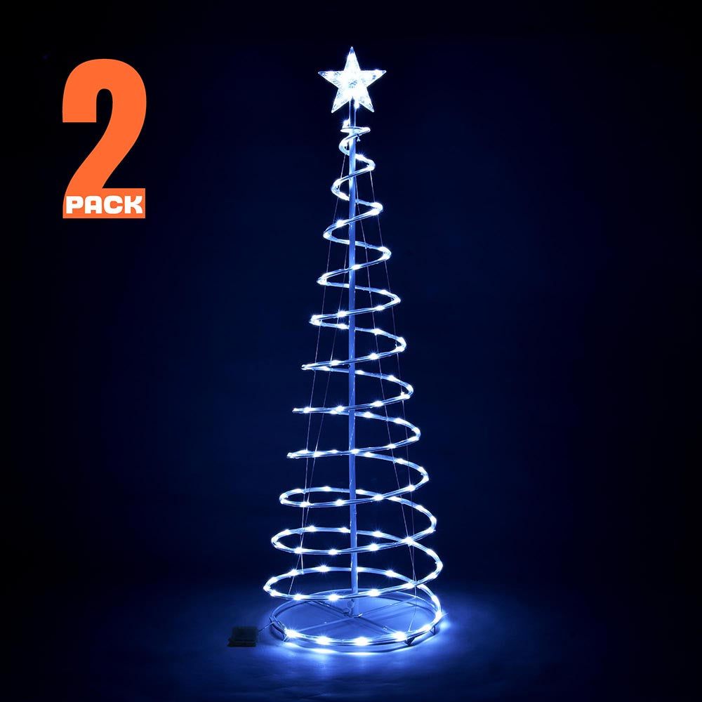 Yescom 5' Lighted Spiral Christmas Tree LED Decor Battery Powered, Cool White, 2ct/pk Image