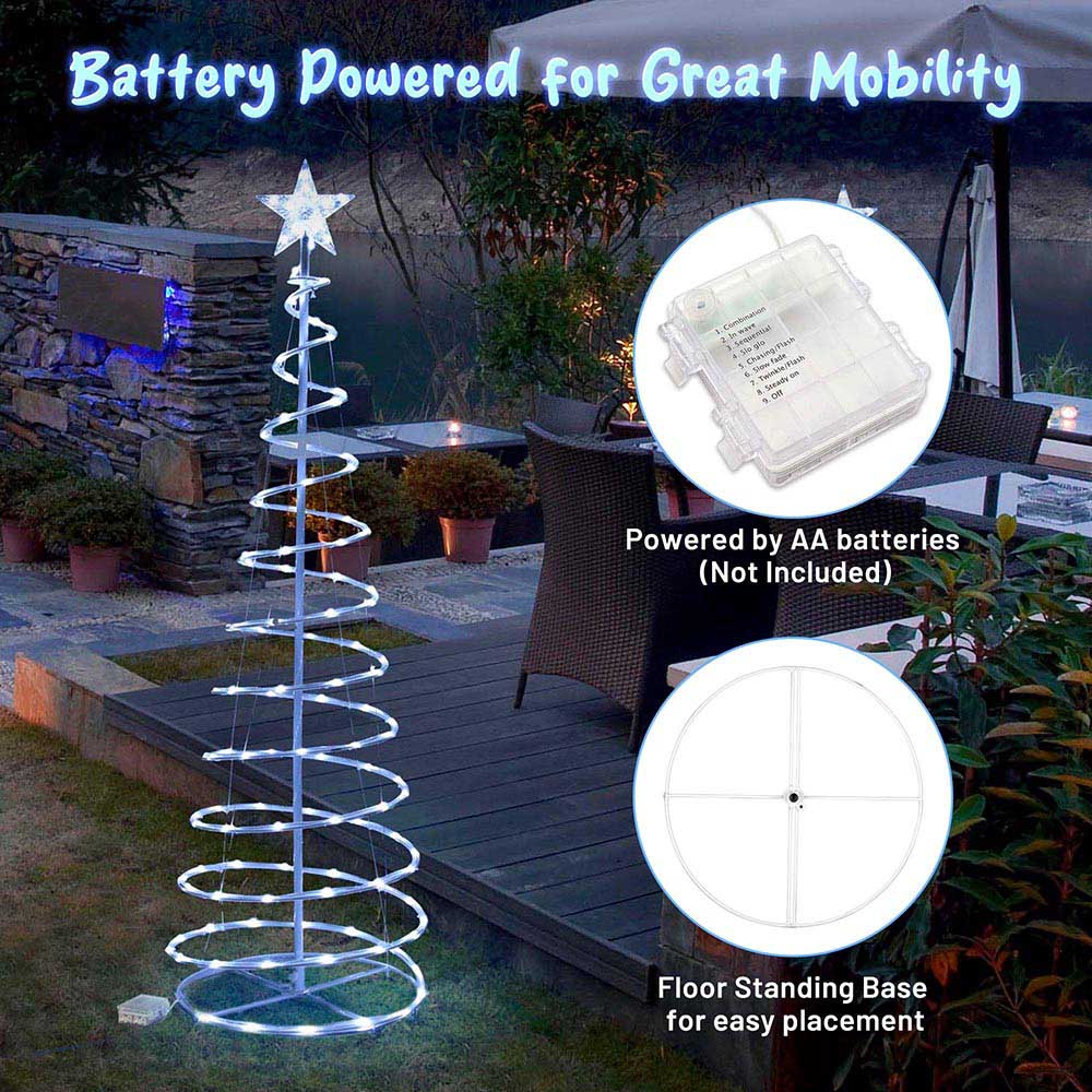 Yescom 5' Lighted Spiral Christmas Tree LED Decor Battery Powered Image
