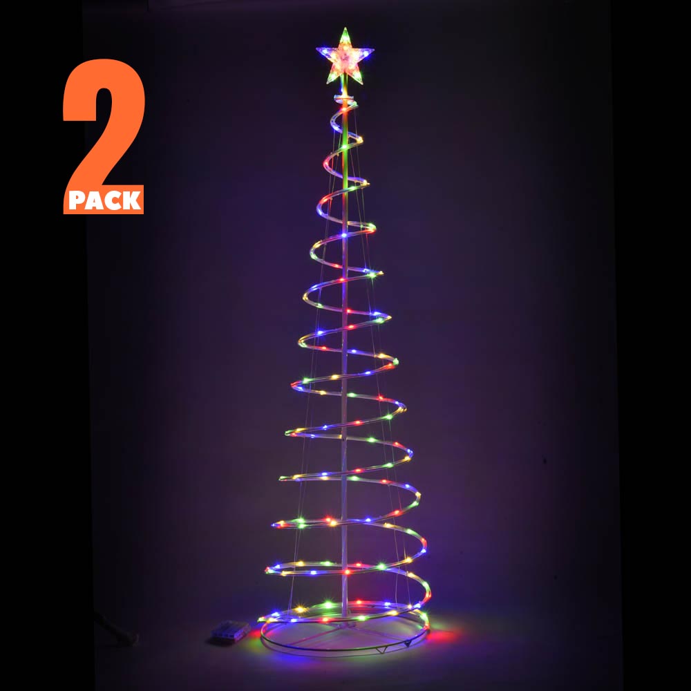 Yescom 6' Lighted Spiral Christmas Tree Xmas Decor Battery Operated, RGBY, 2ct/pk Image