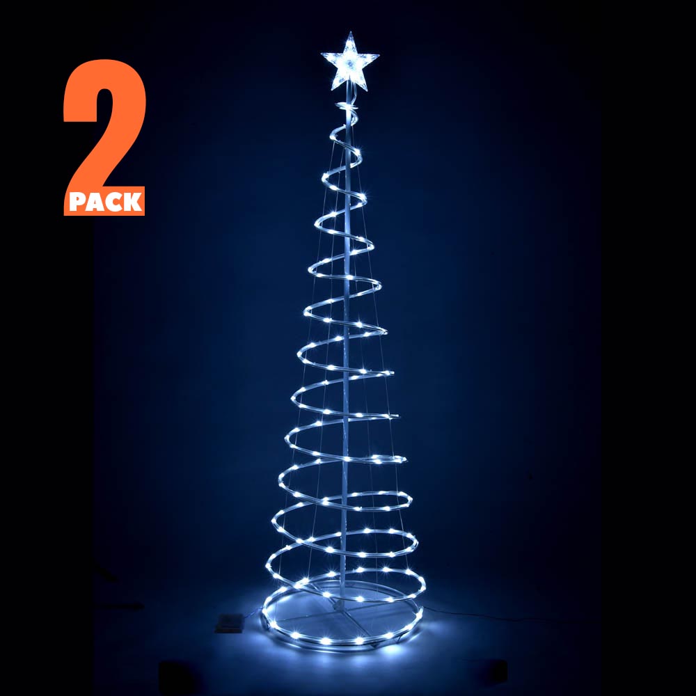 Yescom 6' Lighted Spiral Christmas Tree Xmas Decor Battery Operated, Cool White, 2ct/pk Image