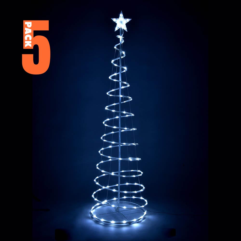 Yescom 6' Spiral Outdoor Xmas Tree USB Powered, Cool White, 5ct/pk Image