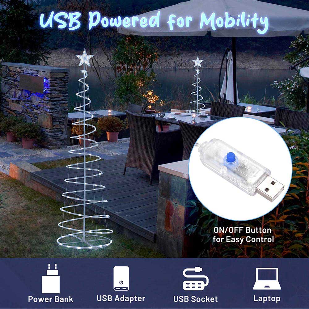 Yescom 6' Spiral Outdoor Xmas Tree USB Powered