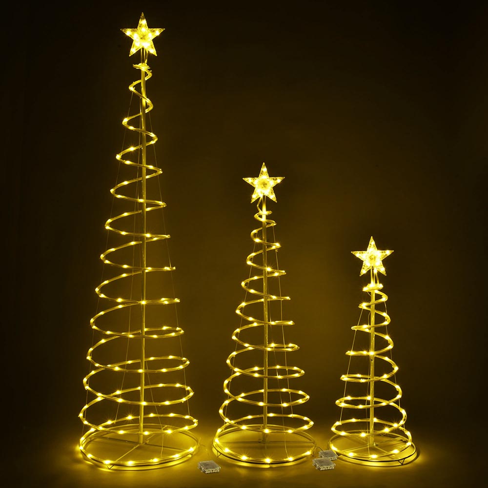 Yescom Lighted Spiral Christmas Trees 6' 4' 3' Battery Powered, Warm White Image