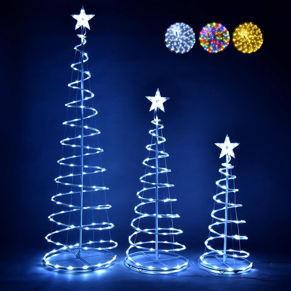 Yescom Lighted Spiral Christmas Trees 6' 4' 3' Cable Powered