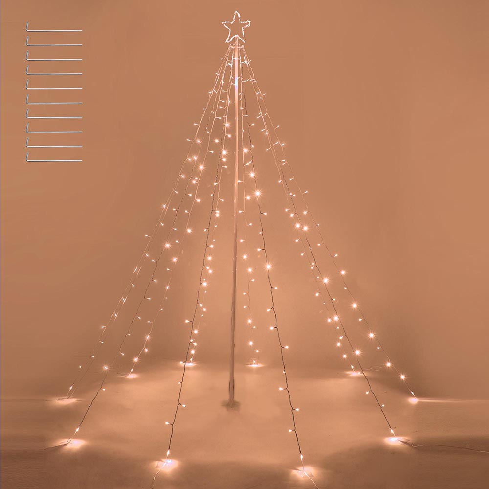 Yescom Christmas Tree Light 9 String Lights with Star & Pole, 9ft Warm White Image