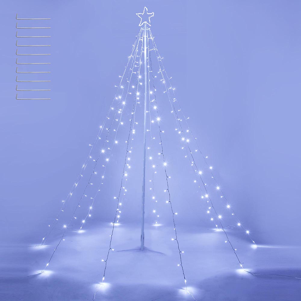 Yescom Christmas Tree Light 9 String Lights with Star & Pole, 9ft Cool White Image