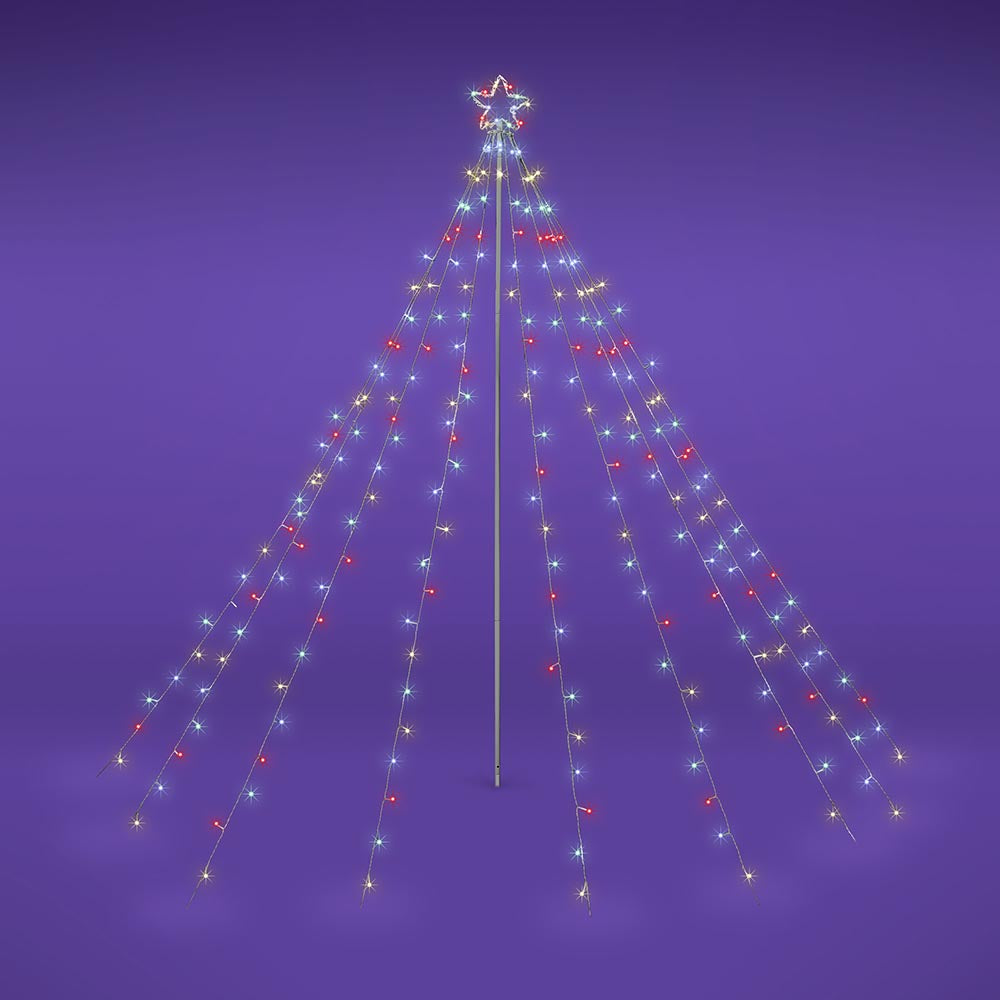 Yescom Christmas Tree Light 9 String Lights with Star & Pole, 9ft RGBY Image
