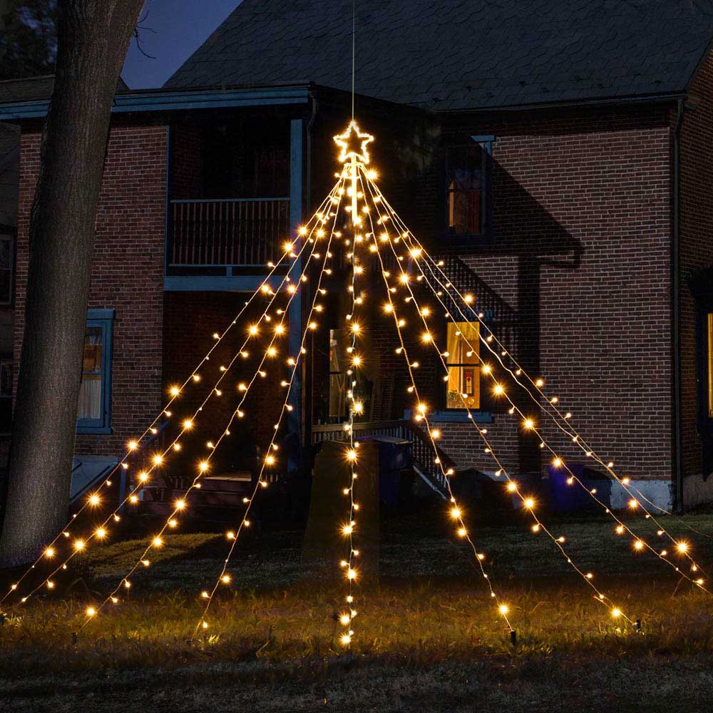 TheLAShop Christmas Tree Light with Pole & Star 9 Strings –