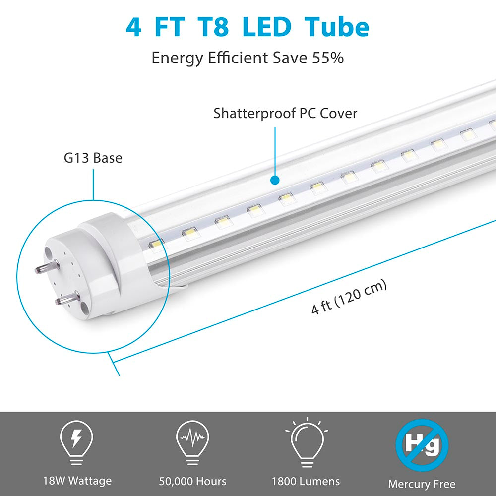 Yescom 4ft 18w T8 LED Tube Light Replacement Fluorescent Lamp Milky/ Clear Image