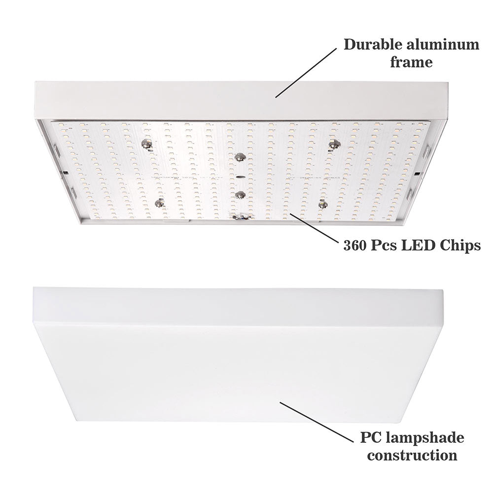 Yescom Kitchen Ceiling Light Square Dimmable Flush Mount w/ Remote 36W Image