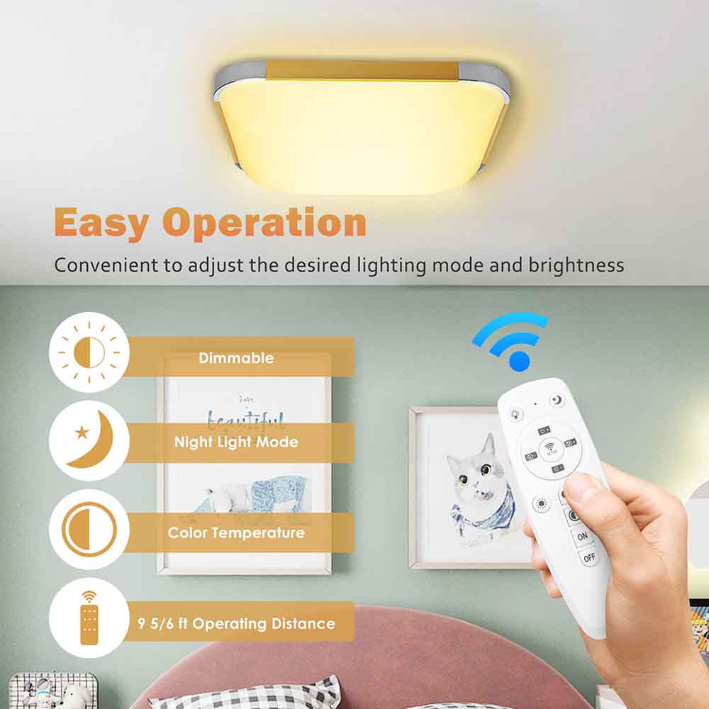 Yescom 24W 18 in. Square Modern Flush Mount Light with Remote Image
