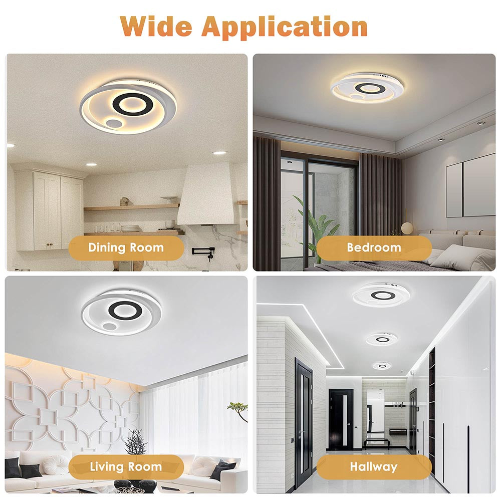 Yescom Modern Circle Ceiling Flush Light with Remote 70W 30 in.