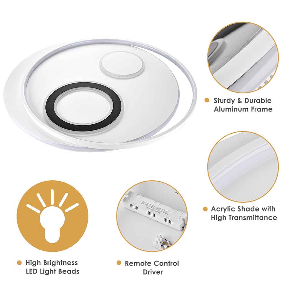 Yescom Modern Circle Ceiling Flush Light with Remote 70W 30 in.