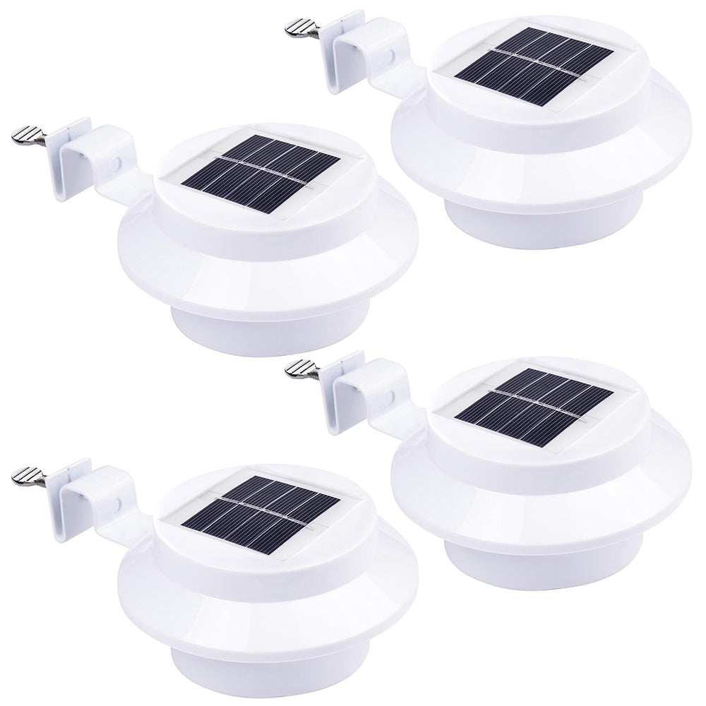 Yescom Dusk to Dawn Solar Light Wall Gutter Mounted 4ct/Pack, White Image
