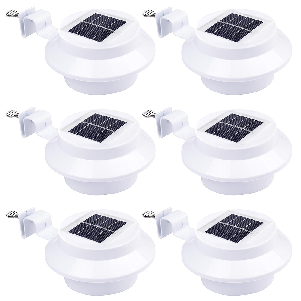 Yescom Dusk to Dawn Solar Light Wall Gutter Mounted 6ct/Pack, White Image