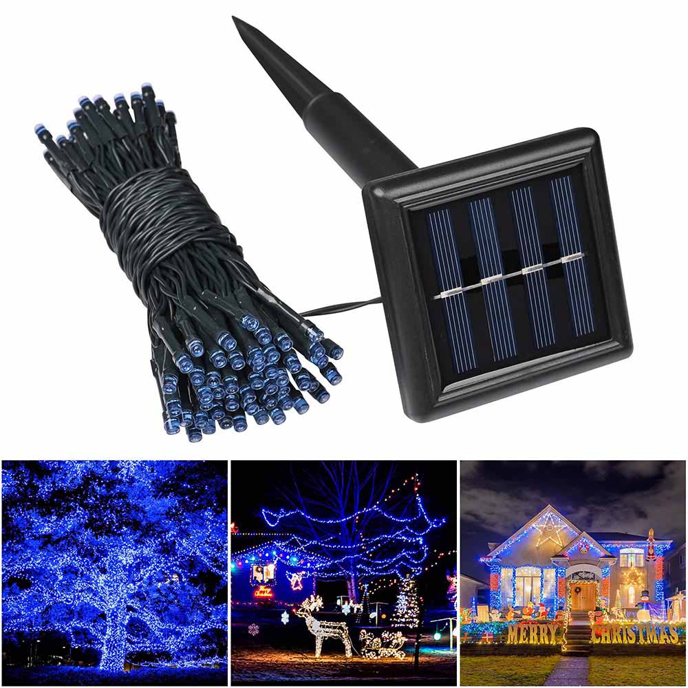 Yescom 100LEDs Solar Patio Christmas Holiday String Light, Blue Image