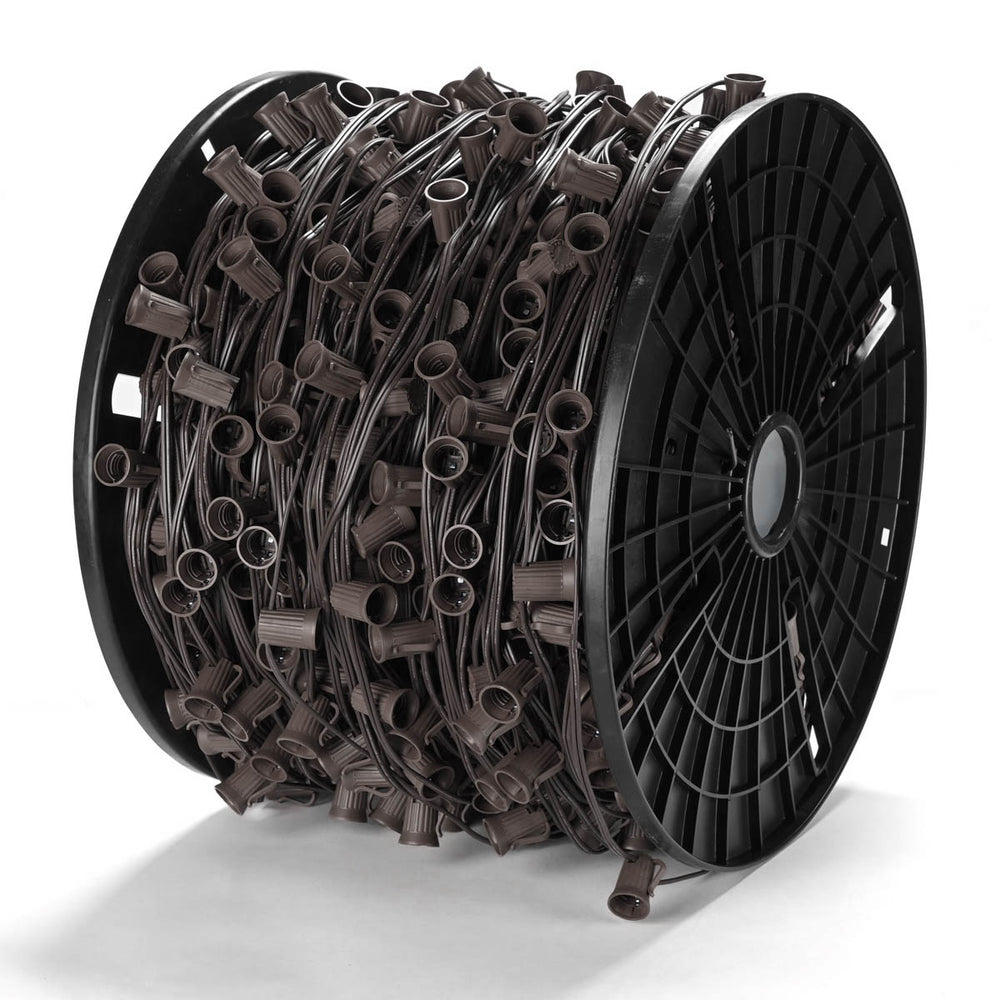 Yescom Commercial C9 Stringer Light with Sockets & Spool SPT-1W, 1000ft Brown Image