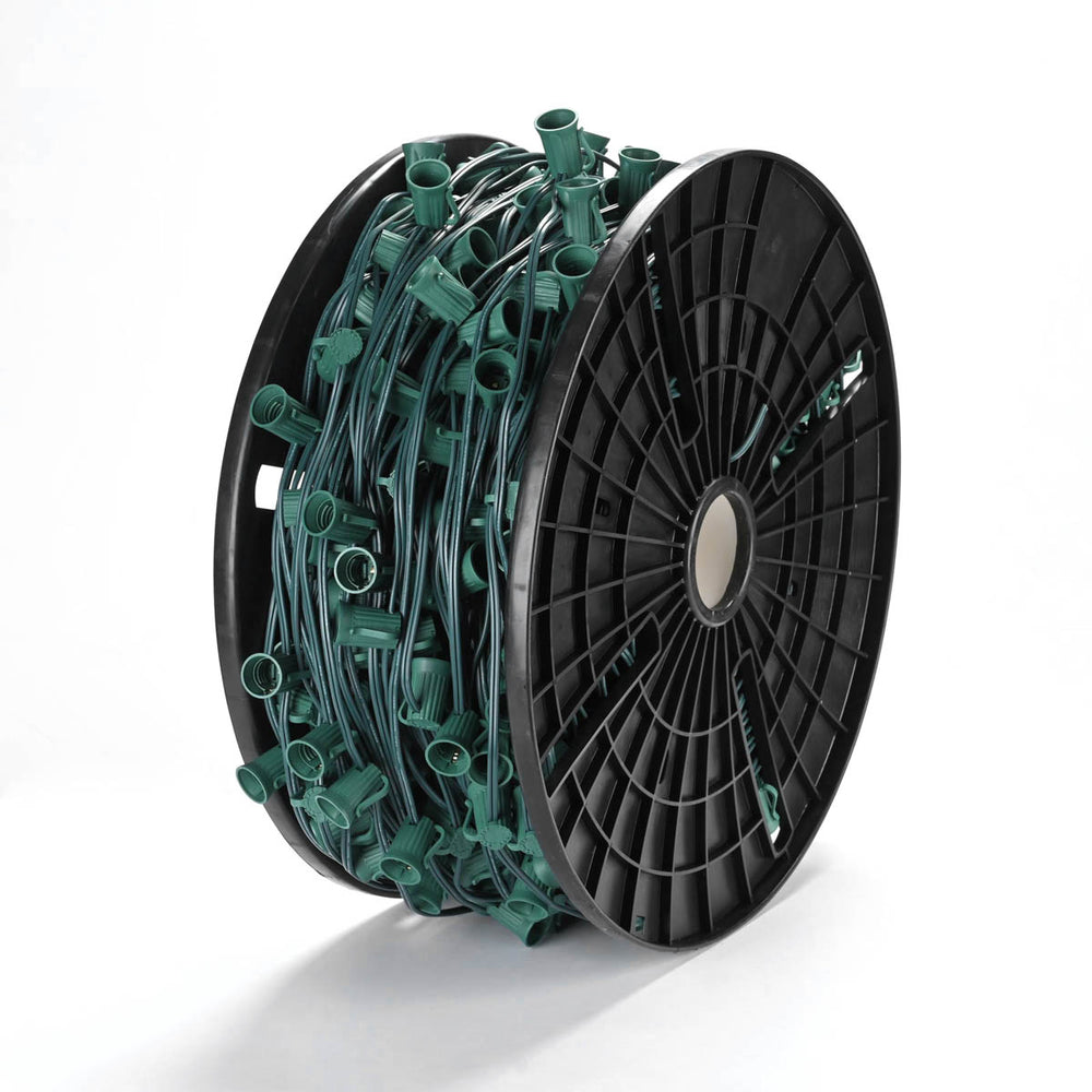 Yescom Commercial C9 Stringer Light with Sockets & Spool SPT-1W, 500ft Green Image