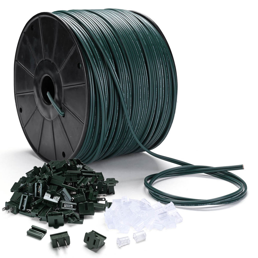 Yescom Electrical Zip-Cord Wire Spool of 500ft SPT-1 with Plugs & End Caps, Green Image