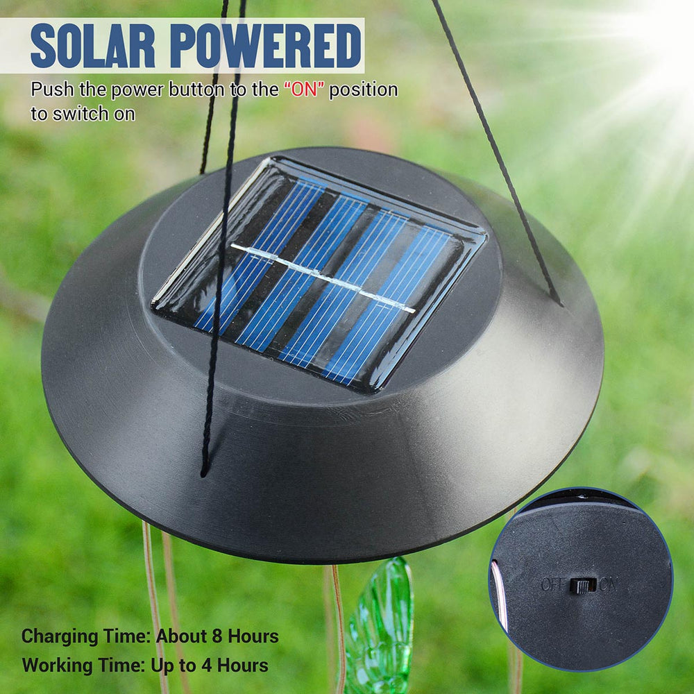 Yescom Solar LED Wind Chime Color Changing Decor Light Hummingbird Image