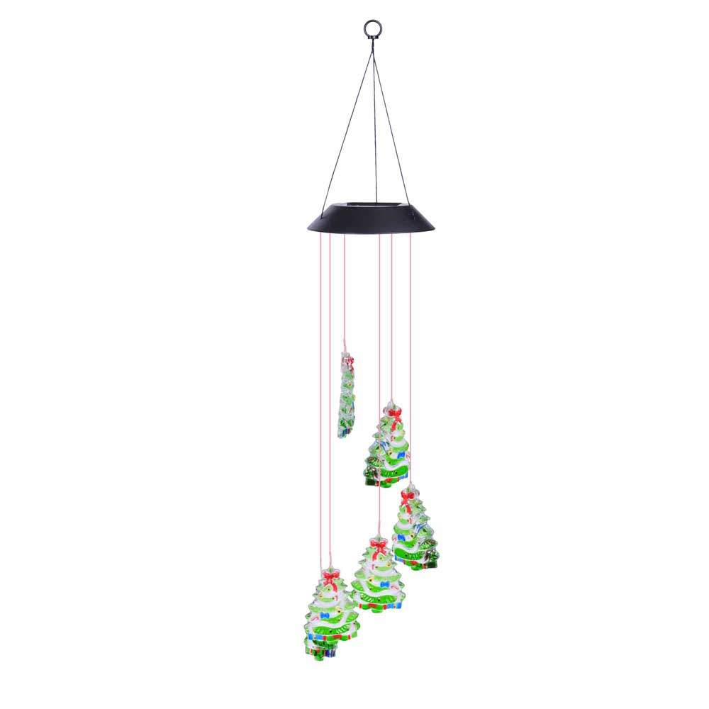Yescom Solar LED Wind Chime Color Changing Decor Light Christmas Tree Image