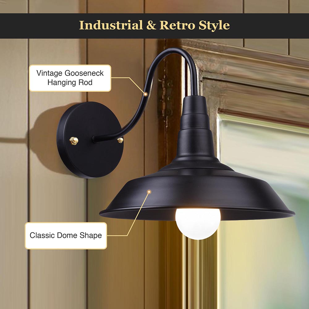 Yescom 10 in Industrial Black Wall Sconce Wall Light 1 Light Image