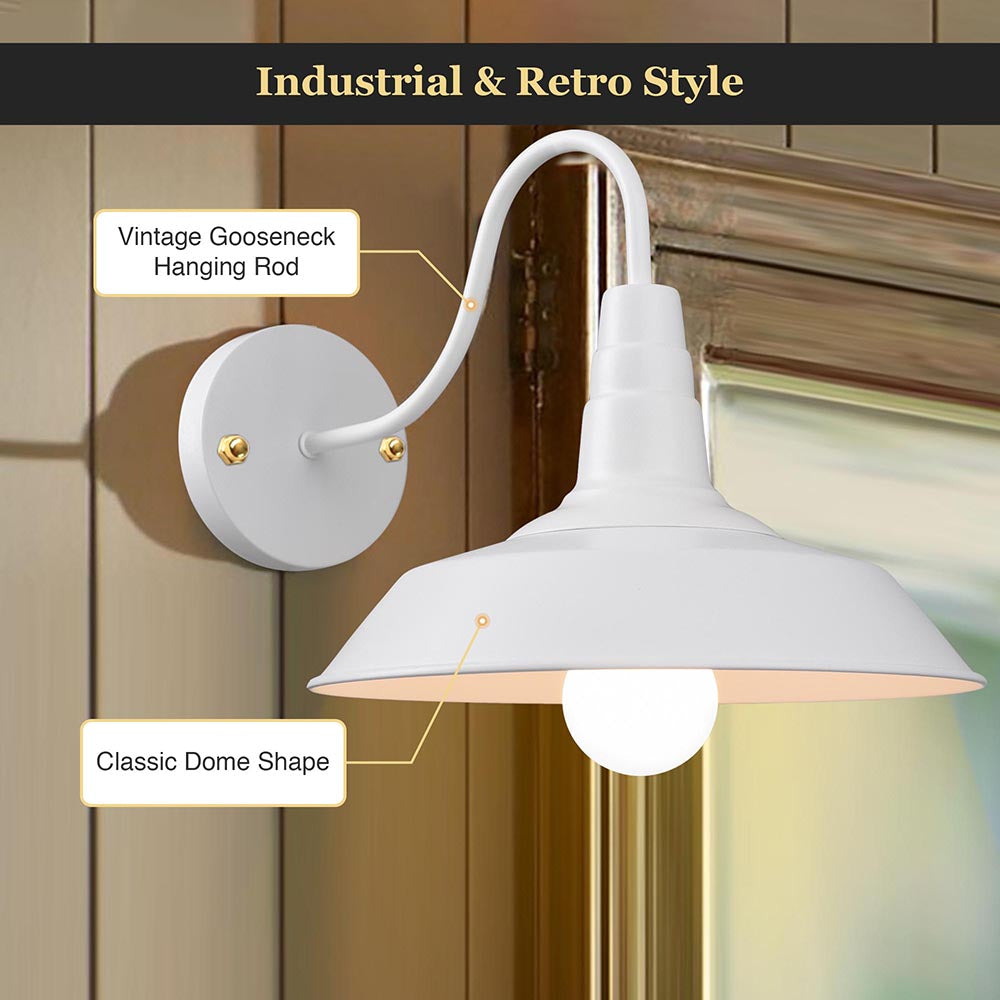 Yescom 10 in Industrial White Wall Sconce Wall Light 1 Light Image