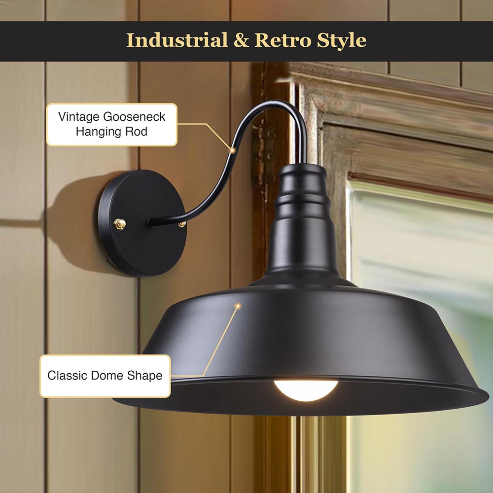 Yescom 14 in Industrial Black Wall Sconce Wall Light 1 Light Image