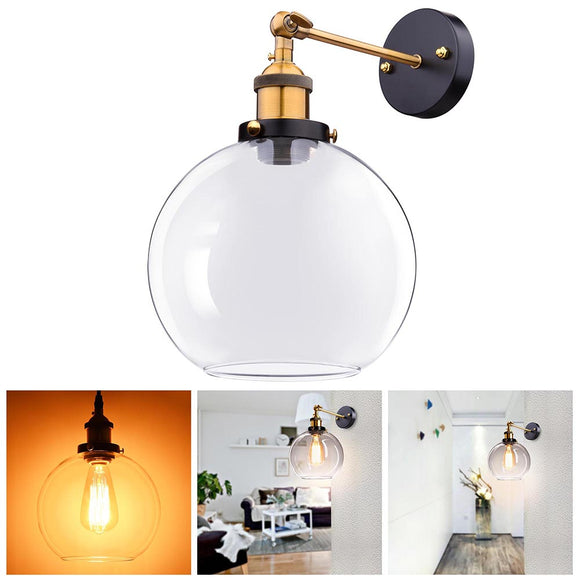 Yescom 8 in Vintage Clear Glass Globe Shade Wall Lamp 1 Light Image